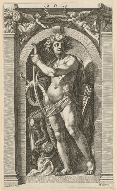 Sol, Blatt 5 der Folge "Acht antike Gottheiten" von Hendrick Goltzius