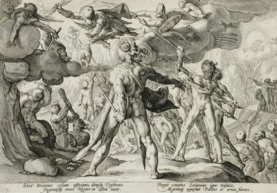 Die Riesen erklimmen den Himmel von Hendrick Goltzius