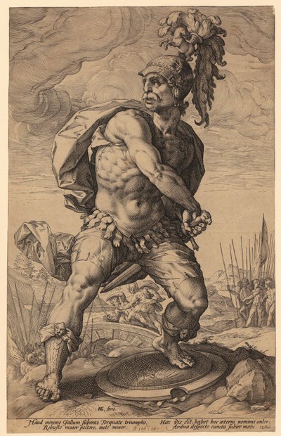 Titus Manlius Torquatus, Blatt 5 der Folge "Römische Helden" von Hendrick Goltzius