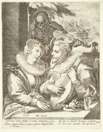 Junges Paar vom Tod besucht von Hendrick Goltzius