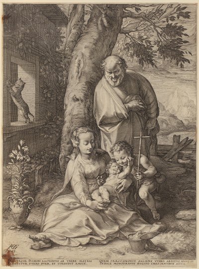 Verkündigung, Blatt 1 der Folge "Das Leben der Jungfrau Maria" von Hendrick Goltzius