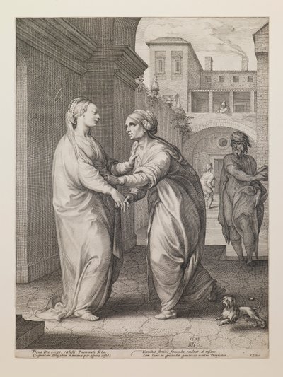 Heimsuchung, aus der Serie „Das Leben der Jungfrau“ von Hendrick Goltzius