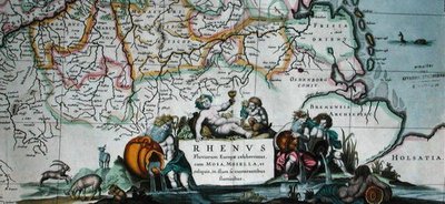 Kartusche einer Karte des Verlaufs des Rheins, aus 