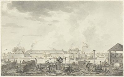 Das Schloss von Batavia, gesehen von der Houtkrap von Hendrik Kobell