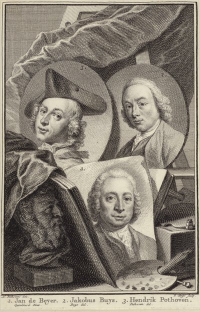 Porträt von Jan de Beijer, Jacobus Buys und Hendrik Pothoven von Hendrik Pothoven