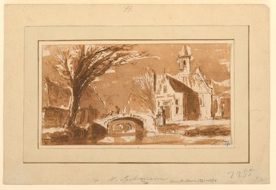 Zeichnung, Stadt an einem Kanal, 1750–70 von Hendrik Spilman