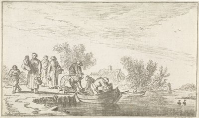 Flussansicht mit festgemachtem Ruderboot von Hendrik Spilman