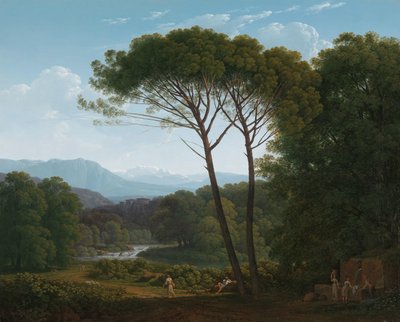 Italienische Landschaft mit Pinien von Hendrik Voogd