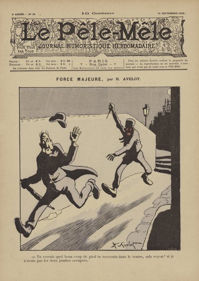 Force majeure. Illustration für Le Pele-Mele, 1902 von Henri Avelot
