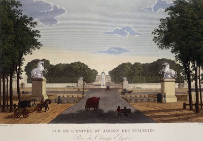 Eingang des Tuileriengartens, Ansicht der Champs-Elysées, ca. 1820 - in „Vues de Paris“ von Courvoisier von Henri Courvoisier Voisin