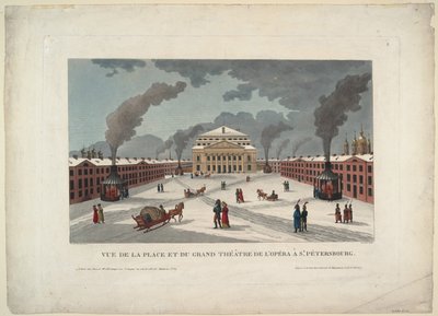 Das Kaiserliche Bolschoi-Kamenny-Theater in Sankt Petersburg, um 1811 von Henri Courvoisier Voisin