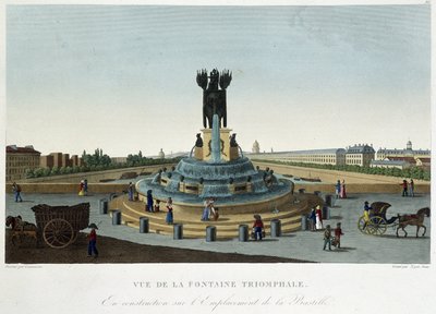 Ansicht des triumphalen Brunnens an der Bastille - in „Vues de Paris“ von Courvoisier von Henri Courvoisier Voisin