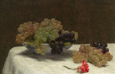 Stillleben mit Trauben und Nelke, ca. 1880 von Ignace Henri Jean Fantin Latour