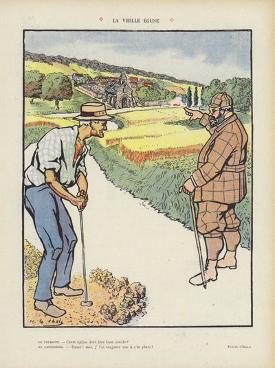 Die alte Kirche. Illustration für Le Rire von Henri Gabriel Ibels
