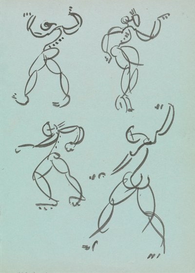 Vier Studien von tanzenden Figuren von Henri Gaudier Brzeska