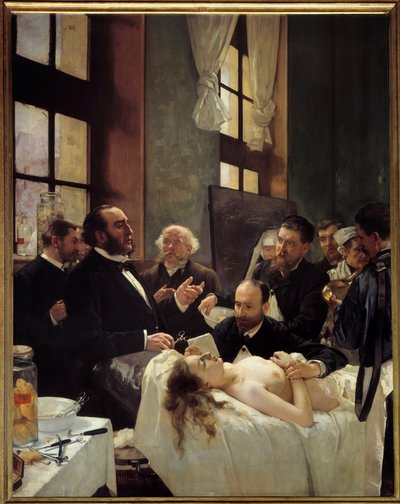 Dr. Jules Emile Pean lehrt im Krankenhaus Saint Louis seine Entdeckung des Kneifens von Schiffen vor der Operation von Henri Gervex