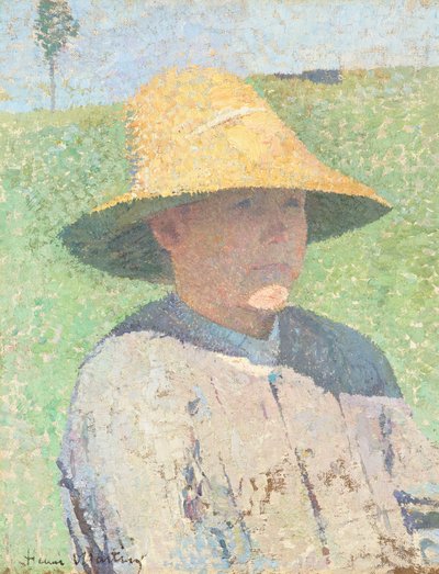 Porträt eines Jungen mit Strohhut von Henri Jean Guillaume Martin