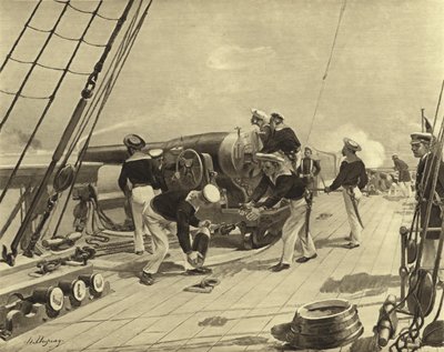 Bombardierung von Alexandria, 1882 (Gravur) von Henri Louis Dupray