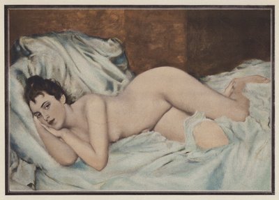 Nackte Frau auf einem Bett von Henri Lucien (after) Doucet