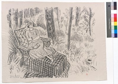 Junges Mädchen auf der Chaiselongue im Unterholz von Henri Matisse