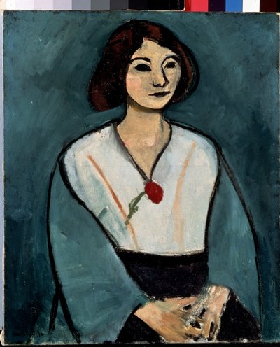 Dame in Grün (Frau mit einer roten Nelke) von Henri Matisse