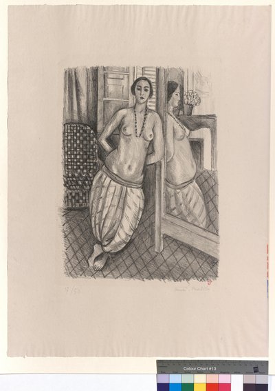 Odaliske mit gestreifter Hose, im Spiegel reflektiert von Henri Matisse