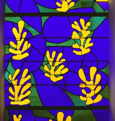 Baum des Lebens, Glasfenster hinter dem Altar in der Kapelle des Rosenkranzes, Vence von Henri Matisse