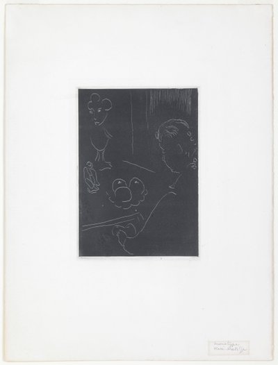 Junge Frau in einem Innenraum mit Früchten und Skulpturen von Henri Matisse