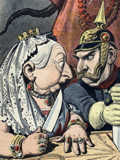 Karikatur von Königin Victoria und Wilhelm II. von Deutschland am 16. Januar 1898 (Detail) von Henri Meyer