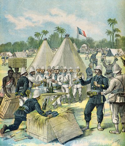 Verteilung von Alkohol an koloniale Truppen in Dahomey von Henri Meyer