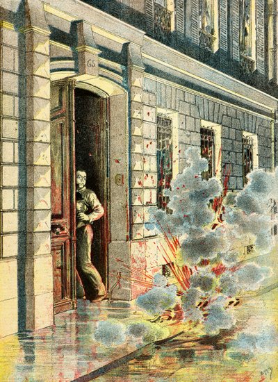 Explosion einer von einem Anarchisten gelegten Bombe von Henri Meyer