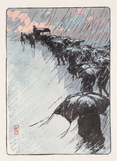 Beerdigung mit Regenschirmen von Henri Rivière