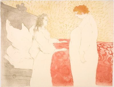 Frau im Bett, Profil, beim kleinen Aufstehen von Henri de Toulouse-Lautrec