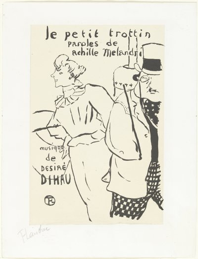 Frau als Laufmädchen und Mann mit Hut von Henri de Toulouse Lautrec (signed by artist)