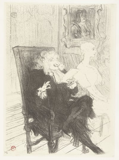 Schauspieler Jules Charles Truffier und Marguerite Moreno im Theaterstück Les femmes savantes (Truffier et Moreno dans Les femmes savantes) von Henri de Toulouse Lautrec
