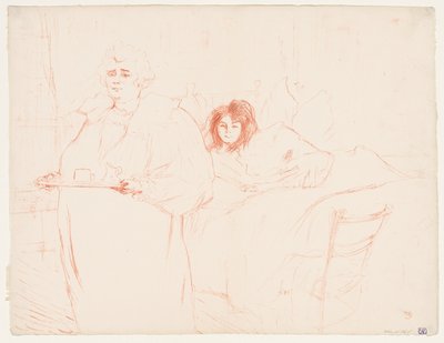Elles: Frau trägt ein Tablett, Mme. Baron und Mlle. Popo von Henri de Toulouse Lautrec