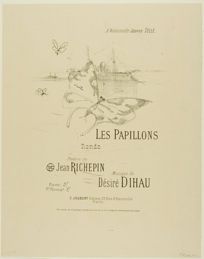 Die Schmetterlinge, aus Mélodies de Désiré Dihau von Henri de Toulouse Lautrec