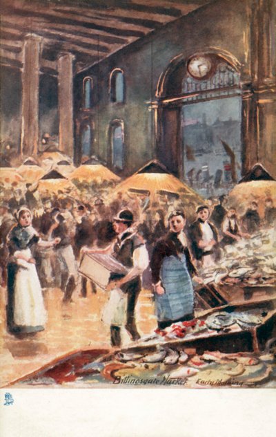 Altes London: Billingsgate-Markt, früher Morgen von Henrie Pitcher