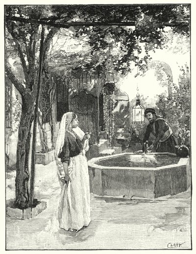 Hof eines Hauses in Damaskus (Lithografie) von Henry Andrew Harper