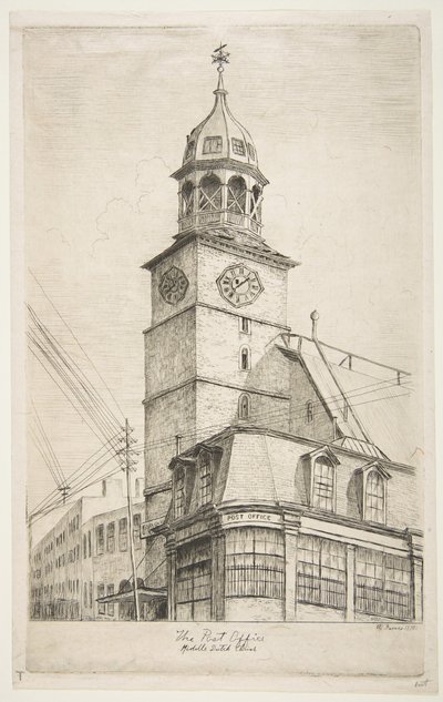 Das Postamt, Mittlere Niederländische Kirche aus Szenen des alten New York, 1870 von Henry Farrer