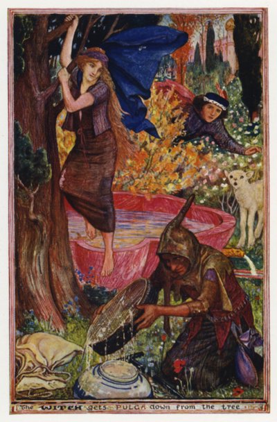 Wie ein Junge ein Lamm wird: die Hexe holt Pulga vom Baum herunter von Henry Justice Ford