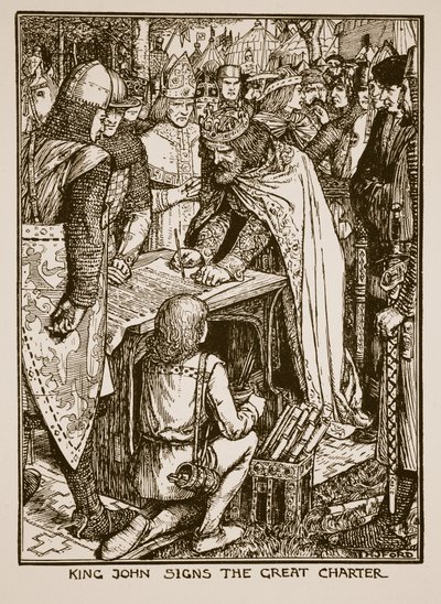 König Johann unterzeichnet die Magna Carta, Illustration aus 