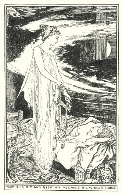 Nimm dieses Stück und suche Pegasus, das geflügelte Pferd (Lithografie) von Henry Justice Ford