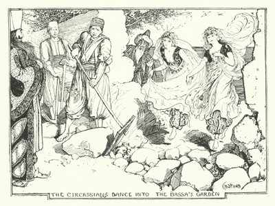 Die Tscherkessen tanzen in den Garten des Bassa (Gravur) von Henry Justice Ford