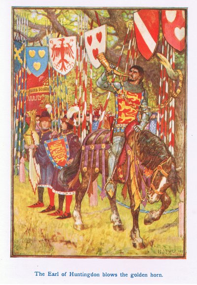 Der Earl of Huntingdon bläst das goldene Horn von Henry Justice Ford