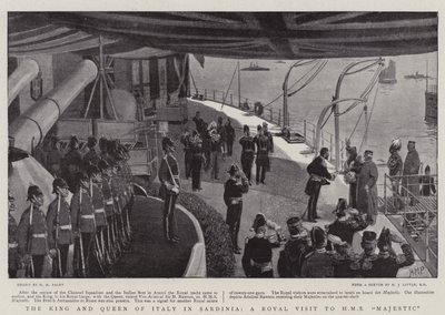 Der König und die Königin von Italien in Sardinien, ein königlicher Besuch auf der HMS Majestic von Henry Marriott Paget