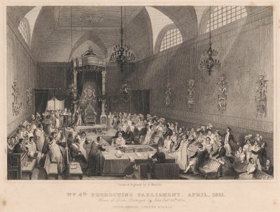 William der Vierte prorogiert das Parlament, April 1831. House of Lords: durch Feuer zerstört am 16. Oktober 1834 von Henry Melville