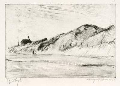 Küstenlandschaft mit Haus und Person von Henry Nielsen