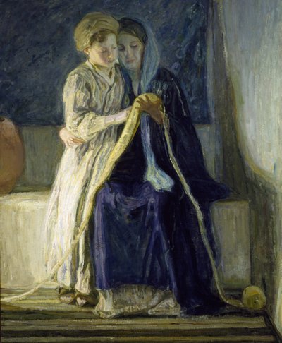 Christus und seine Mutter beim Studium der Schriften von Henry Ossawa Tanner