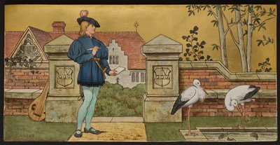 Der Liebhaber, Plakette mit einer Illustration aus Shakespeares Sieben Lebensalter, Minton Ware, Staffordshire, 1874 von Henry Stacey after Marks